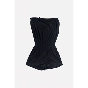 Feathers Black Strapless Romper Women’s Size M Elastic Waist Adjustable Straps